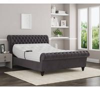 Zaye Living Lucia Electric Adjustable Upholstered Sleigh Bed Frame in Grey | Size: Super King Zaye Living Grey Super King
