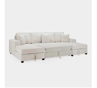 Zaye Living Milian Corner U Shape Sofabed With Storage in Beige | Size: Large Zaye Living Beige Large