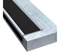 Zayejod 10M Bullnose Stair Anti Slip Nosing Self-Adhesive, 50x25mm | Black With Grey Vinyl Edging Strip,Non Slip Step Trim,PVC Rubber Angle Stair Edge Trim for Indoor Outdoor Stairs