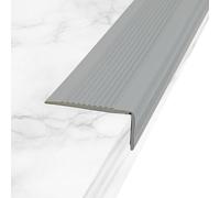 Zayejod 10M Bullnose Stair Anti Slip Nosing Self-Adhesive, 50x25mm | Grey Vinyl Edging Strip,Non Slip Step Trim,PVC Rubber Angle Stair Edge Trim for Indoor Outdoor Stairs