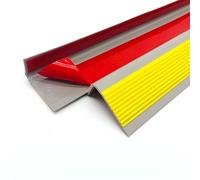 Zayejod 10M Bullnose Stair Anti Slip Nosing Self-Adhesive, 50x25mm | Grey With Yellow Vinyl Edging Strip,Non Slip Step Trim,PVC Rubber Angle Stair Edge Trim for Indoor Outdoor Stairs