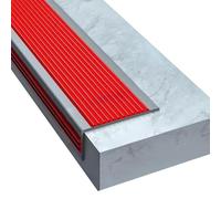 Zayejod 2M Bullnose Stair Anti Slip Nosing Self-Adhesive Vinyl Edging Strip, Non Slip Step Trim, PVC Rubber Angle Stair Edge Trim (50x25mm, Red with Grey)