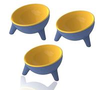Zayejod 3PCS Cat Bowls Tilted Raised,Cat Feeding Bowls Elevated Cat Food Water Bowl Kittens Dishes 15° Inclined Angle Cat Feeder(Yellow)