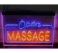 Zayeksole Massage Open Neon Sign for Wall Decor, Dual Color Dimming USB Powered LED Neon Lights for Massage Parlor, Beauty Room,Wellness Center Room,Blue Orange,30x20cm