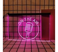 Zayeksole On The Air Dimmable Neon Sign for Wall Decor, USB Powered LED Advertising on The Air Neon Light Sign for Music Concert,Pink,60x40cm