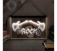 Zayeksole Rock Band Guitar Neon Sign for Wall Decor, USB Powered Dimmable LED Neon Light Up Sign for Bar Music Studio,White,30x20cm
