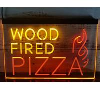 Zayeksole Wood Fired Pizza Neon Sign for Wall Decor, Dual Color Dimming USB Powered LED Neon Lights for Specialty Pizza Restaurant,Red Yellow,40x30cm