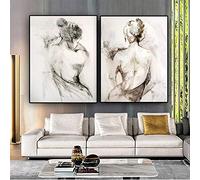ZAYEN Abstract Sexy Woman Naked Back Posters Nude Art Canvas Prints Portrait Decorative Painting Pictures for Living Room Decor 40x60CMx2 Frameless