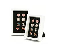 ZAYHENYOO Pin Display Case, Enamel Pin Collection Display with Deep Shadow Box Picture Frame with True Glass or DIY Craft Shadowbox for Shells/Flowers, Hanging or Tabletop Display (White, 2P 4*6)