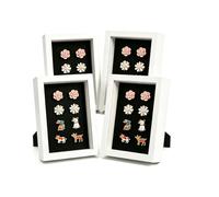 ZAYHENYOO Pin Display Case, Enamel Pin Collection Display with Deep Shadow Box Picture Frame with True Glass or DIY Craft Shadowbox for Shells/Flowers, Hanging or Tabletop Display (White, 4P 4*6)