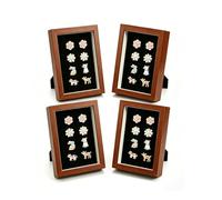 ZAYHENYOO Pin Display Case, Enamel Pin Collection Display with Deep Shadow Box Picture Frame with True Glass or DIY Craft Shadowbox for Shells/Flowers, Hanging or Tabletop Display (Brown, 4P 4*6)