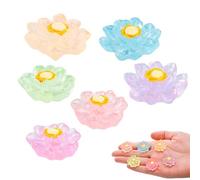 ZAYIO 6pcs Glow-in-the-Dark Lotus Flowers, Mini Resin Fish Tank Decorations and Aquarium Ornaments, Tiny Miniature Plant Figures for Fairy Garden, Home, Office, Desktop Display, DIY Crafts