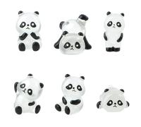 ZAYIO 6PCS Resin Animals Glow Panda Miniatures, Glow in the Dark Mini Animal Panda Figurines for Glow Landscape Decoration, Tiny Resin Animals for Home Garden & Desk Decor (Clear)