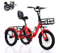 ZAYMGPD 20-Inch Three-Wheeled Bicycle, 100kg Weight Capacity, Thickened Tires, Foldable, Large-Capacity Storage Basket, Suitable for Adults,For Daily Commuting and Cycling,Assembly Required Orange