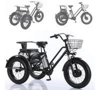 ZAYMGPD 20-Inch Three-Wheeled Bicycle, 90kg Weight Capacity, Can Carry a Passenger, Features a Storage Basket and LED Lights, For Adults and Seniors, For Daily Commuting, Requires Self-Assembly