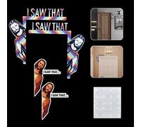 Zayookey 1 Pair Door Frame Jesus Sign I Saw That Door Corner Decor 2 pieces Funny Sticker for Window Wall Living Room Bedroom Office Door Corner Hanger (Rainbow Colors)