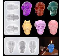 Zayookey 2 PCS 3D Skull Mould for Epoxy Resin Skeleton Candle Silicone Mould Terror Jewelry Pendant Resin Casting Mould DIY Craft for Soap Aromatherapy Ice Cube