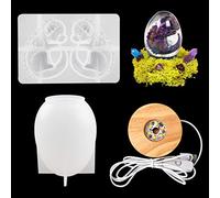 Zayookey 2 PCS Egg Resin Mould Dragon Silicone Molds Lamp Resin Casting Mold with Light Wood Base Dragon Egg Epoxy Mould DIY Home Decoration
