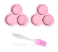 Zayookey 2 Pcs Silicone Egg Pan, Reusable Air Fryer Egg Mold, Non-Stick Silicone Muffin Pan Set, Round Air Fryer Baking Pan Air Fryer Accessories for Baking Microwave Oven (Pink)