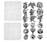 Zayookey 2Pcs Flying Dragon Keychain Silicone Molds Kit, Animal Pendant Resin Mold, Epoxy Resin Casting Molds Key Chain Pendant Mould for DIY Jewelry Earrings Necklace Ornaments (Dragon Mold)