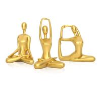 Zayookey 3 PCS Gold Yoga Statue Zen Yoga Women Figurine Modern Bookshelf Decor Meditation Sculpture Home Decor Aesthetic Sculpture for Office Desk Bedroom Living Room (Yoga)