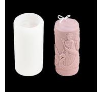 Zayookey 3D Cylinder Candle Mould Silicone Embossed Goddess Epoxy Resin Mold Pillar Casting Mold for DIY Aromatherapy Soap, Wax, Arts Craft, Home Decoration