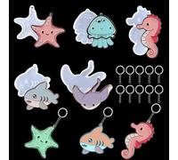 Zayookey 5 Pcs Pendant Resin Mould Sea Animal Charm Epoxy Resin Mould with Key Rings Jewellery Pendant Silicone Mold DIY Art Crafting Making for Necklace Bag Ornament