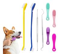 Zayookey 8 Pack Dog Teeth Cleaning Tools Plaque Remover Dog Finger Toothbrush Dog Tooth Brushing Kit Double Head Stainless Steel Dog Tooth Scraper for Puppies, Cats and Small Pets