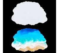 Zayookey Coaster Resin Moulds Silicone Large Agate Epoxy Casting Molds Tray Irregular Wave Bowl Mats Jewelry Making Mould for Art Resin DIY 14''x9''