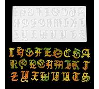 Zayookey Gothic Letter Mould for Epoxy Resin Fancy Alphabet Keyring Silicone Mould Unique Jewelry Pendant Resin Casting Mold for Earring DIY Gummy Candy Cake Decoration