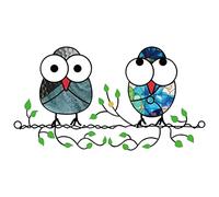 Zayookey Multicolor Owls Window Hanging Suncatchers Panel Bird Stained Window Hangings Ornament for Wall Home Garden Decor Gift