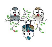 Zayookey Multicolor Owls Window Hanging Suncatchers Panel Bird Stained Window Hangings Ornament for Wall Home Garden Decor Gift