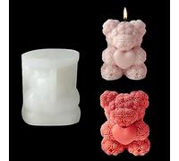Zayookey Rose Bear Shape Candle Mold, Love Bear Soap Silicone Molds, Candle Epoxy Mold Resin Casting Mould for DIY Candle Making Aromatherapy Wax Soaps Polymer Clay Home Decoration (White)