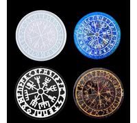 Zayookey Rune Resin Board Mold Silicone Pendulum Mat Mould Epoxy Resin Tarot Divination Mold Orgone Flower of Life Large Coaster Mould for DIY Casting Tray Crafts (Tray Mold D)