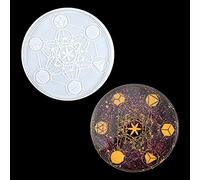Zayookey Rune Resin Board Mold Silicone Pendulum Mat Mould Epoxy Resin Tarot Divination Mold Orgone Flower of Life Large Coaster Mould for DIY Casting Tray Crafts (Tray Mold B)