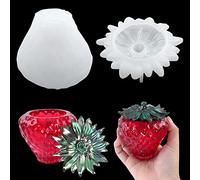 Zayookey Strawberry Jar Resin Molds, Storage Jars Silicone Mold 3D Epoxy Resin Casting Trinkets Box Mould with Lid for DIY Craft Jewelry Candy Container Candle Holder (White)