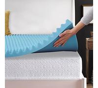 Zayton 1-inch Convoluted Gel Infused Memory Foam Mattress Topper with Egg Shell Design | Breathable, Soft, and Comfortable Bed Toppers for Back Pain, Cooling Pad for Better Sleep, Twin, Blue