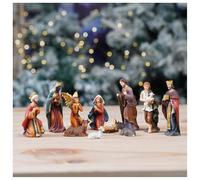 Zayton Indoor Nativity Crib 3 Inch Tall Miniature Figures, Holy Family, Jesus in Manger