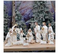 Zayton Nativity Set Christmas Indoor 11 Pcs 5 Inch Scene Statue Figurines Jesus Manger Crib Ornament Church Xmas Home Catholic Religious Decoration