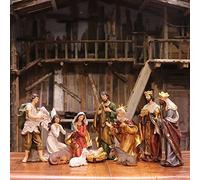 Zayton Nativity Set Christmas Indoor 11 Piece 8 inch Scene Statue Figurines Jesus Manger Crib Ornament Church Xmas Gift Home Decoration