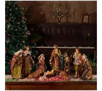 Zayton Nativity Set Christmas Indoor 11 Piece Scene Statue Figurines Jesus Manger Crib Ornament Church Xmas Gift Home Catholic Religious Decoration Gift 15 Inch