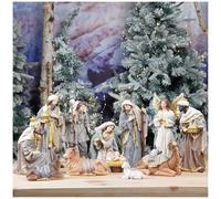Zayton Nativity Set Christmas Indoor 12 Pcs 12 Inch Scene Statue Figurines Jesus Manger Crib Ornament Church Xmas Home Catholic Religious Decoration