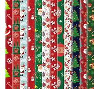 Zayvor 12 Large Sheets Christmas Wrapping Paper,Assorted Folded Holiday Gifts Wrap,Recyclable Xmas Wrap Paper, Festive Traditional Christmas Decorations,Snowflake, Christmas Tree,Snowman 75x51cm