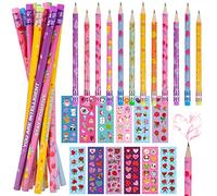 Zayvor 12 Scented Pencils With Eraser Graphite HB Pencils Motivational Cylinder Wood Pencils 12 Valentine Kids Stickers Bulk Kids Gifts Valentine's Day Classroom Exchange Prizes Party Favour Supplies
