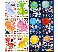 Zayvor 24 Sheet Space Dinosaur Make Your Own Stickers For Kids, Make-a-Face Stickers, Mix And Match Stickers Sheet Craft Sticker, Gift, Party Favors, School Reward, Valentines Christmas Games