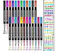 Zayvor 24 Super Squiggles Shimmer Double Line Pens Outline Markers, 3 Stencil Templates, Doodle Glitter Markers Colored Paint Markers For Kids Drawing Card Art Crafts Journal Scrap