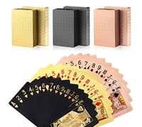 Zayvor 3 Decks Playing Cards Foil Poker Cards Deck Of Cards 24K Gold Diamond Foil Poker Cards Waterproof Plastic Cards With Gift Box,Game Tools For Family Game Party- Cool Black, Gold And Rose Gold