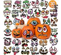 Zayvor 30 Sheet Make a Pumpkin Face Sticker, Halloween Pumpkin Stickers Face Decorating, Stickers to Decorate Pumpkins,Pumpkin Make a Face Stickers, Jack-o-Lantern Halloween Sticker Sheets