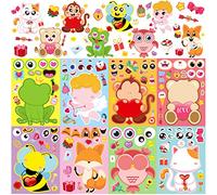 Zayvor 32 Sheet Valentines Make Your Own Stickers for Kids, Make-a-Face Stickers, Heart Mix and Match Stickers Sheet Craft, Gift, Party Favors, School Reward, Valentines Birthday Christmas Games