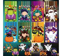 Zayvor 40 Sheet Halloween Make Your Own Stickers for Kids, Make-a-Face Stickers, Pumpkin Stickers Monster Stickers, Gift, Reward, Art Craft, Party Favors, School, Halloween Christmas Games